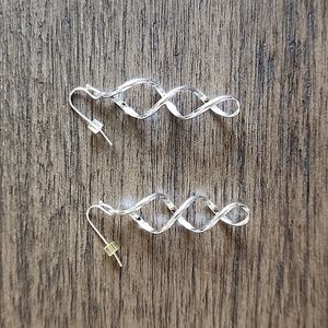 Lia Sophia spiral earrings Silver Tone 2"